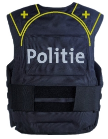 HO2-KR1-SP1 + schouders Lasercut Lokale Politie kogelwerend vest blauw